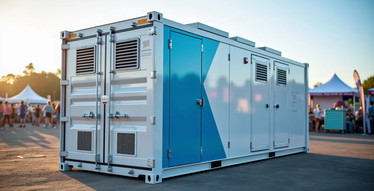 Système de stockage d'énergie mobile conteneurisé pour événements